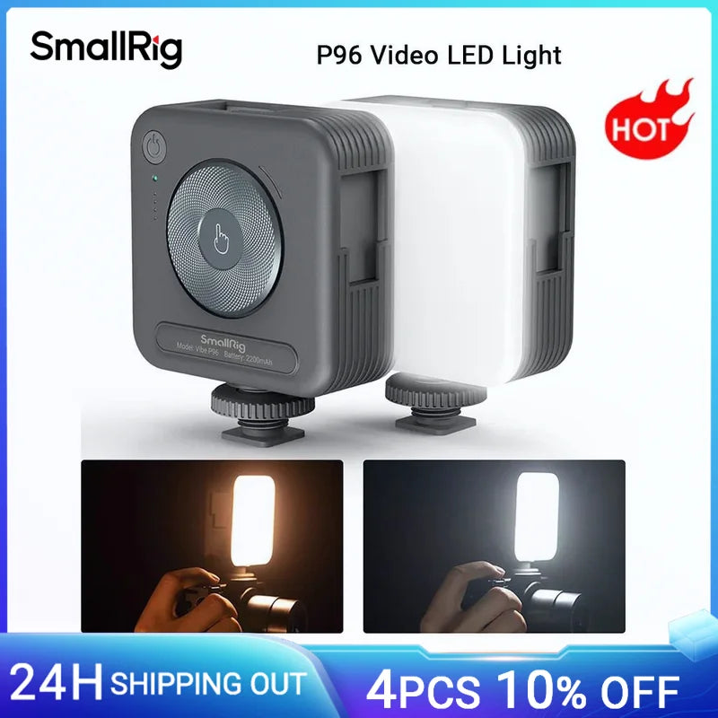 SmallRig-Luz LED portátil para cámara de vídeo, 96 cuentas LED para fotografía, iluminación de vídeo, recargable, 2200mAh, CRI 95 + 2700-6500K