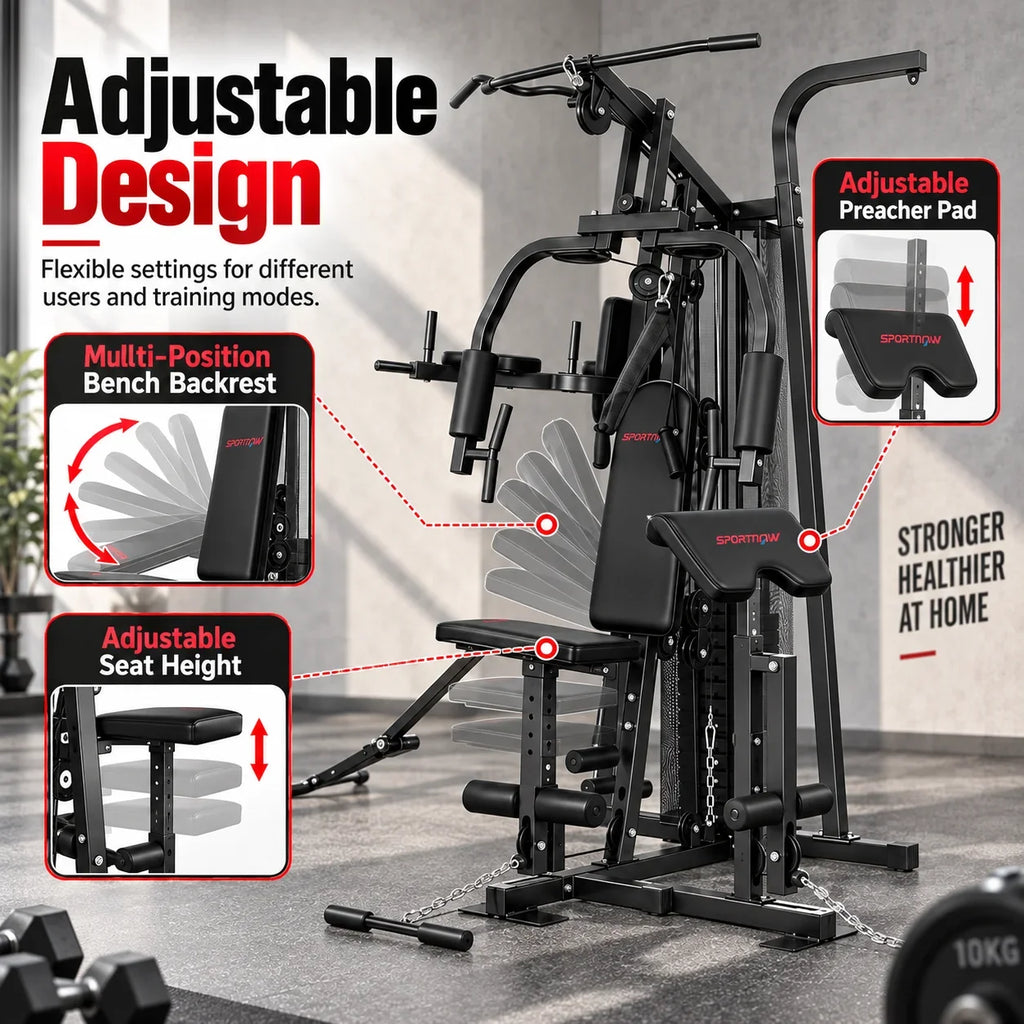 Sistema completo de entrenamiento físico en casa para la pérdida de peso y el aumento de la fuerza, máquina de gimnasio multifuncional con capacidad para ejercicios de todo el cuerpo, resistencia ajustable, diseño cómodo