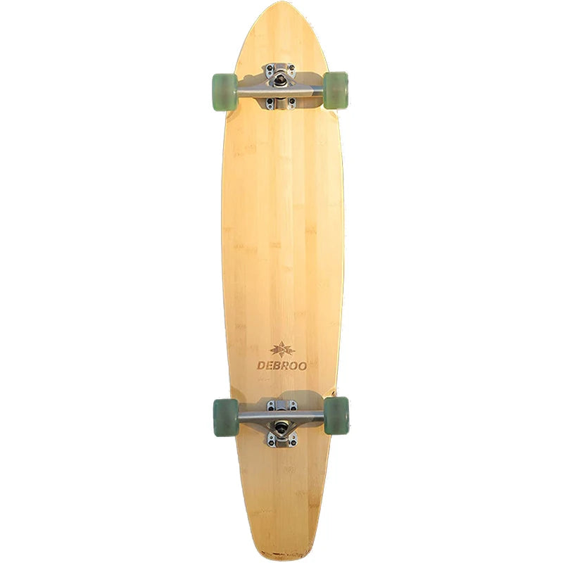 Patineta Longboard Flexible de 42 Pulgadas con Tabla de Bambú y Madera Dura de Arce, Estilo Kick Tail Cruiser