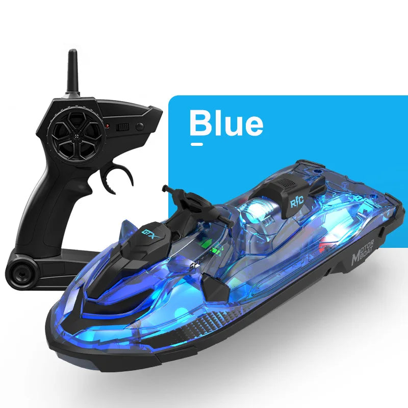 Lancha motora de control remoto RC de verano 2.4G, barco de control remoto con luces, yate eléctrico de alta velocidad, juguete acuático