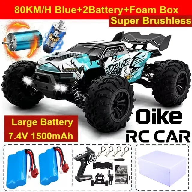 Coche teledirigido Oike 4WD 1:16 80 km/h super sin escobillas 50 km/h con escobillas, 4x4 todoterreno, camión de carreras de alta velocidad, buggy de juguete