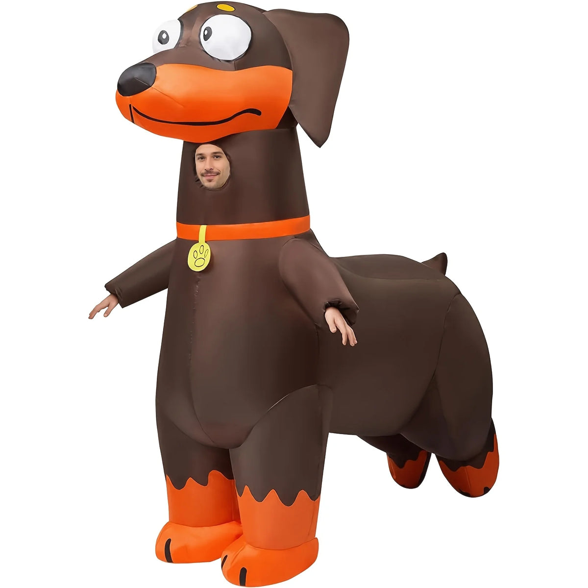 Disfraz inflable de perro Dachshund para adultos, disfraz inflable de cuerpo completo para Halloween, Pascua, Carnaval, Navidad, fiesta de disfraces