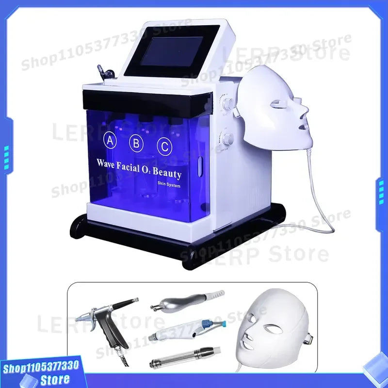 Máscara de Terapia de Luz Roja 5 en 1, Dispositivo de Cuidado Facial, Máquina de Hidrodermoabrasión, Equipo de Belleza para la Limpieza Facial