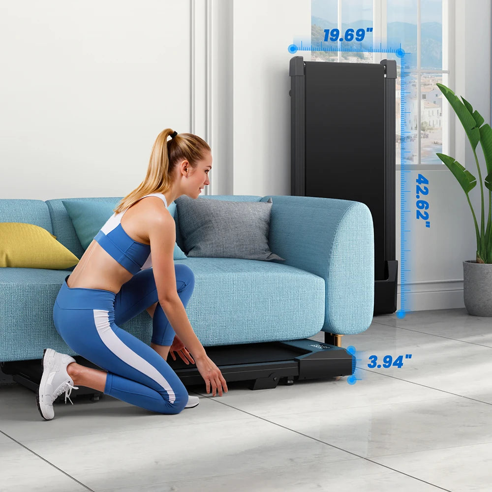 Caminadora Plegable Bajo Escritorio con Inclinación del 6%, 2.5 HP, Silenciosa, Portátil, con Control Remoto, Pantalla LED, 300LBS, Caminadora para Ejercicio