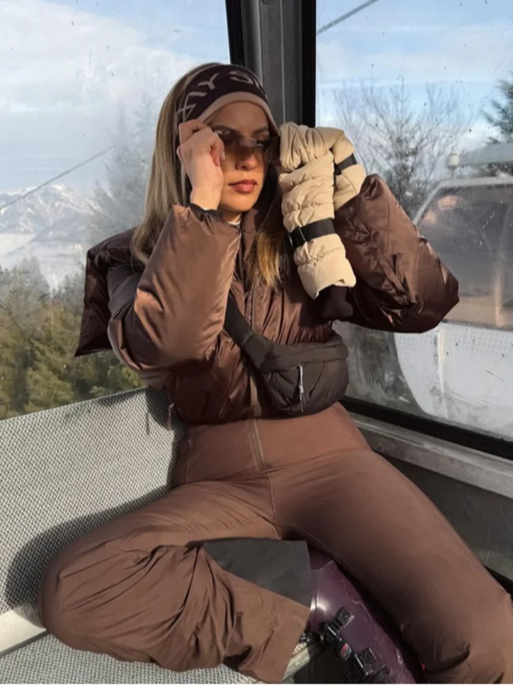 Mono de esquí casual y grueso para mujer, con cuello alto, manga larga, cremalleras y cintura alta, mono de esquí para dama, ropa de esquí femenina de invierno 2026, novedad