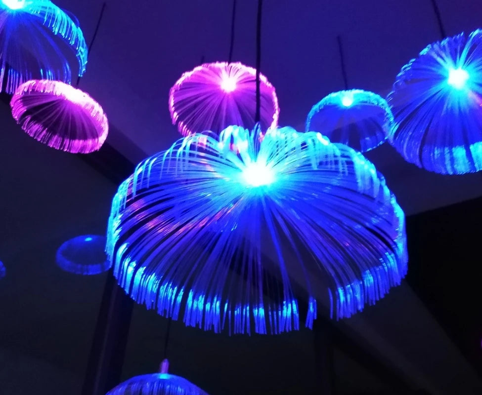 Fiber Optic Jellyfish  String Light Dandelion Fairy Garland Light Colorful Romantic Atmosphere Party Wedding Pendant Lamps10PCS