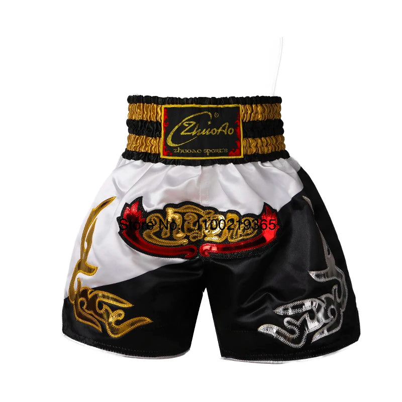 Pantalones cortos Muay Thai 2025, nuevos pantalones cortos de Kick Boxing para hombres, mujeres y niños, artes marciales Retro Thaiboxing Kickboxing Cage, pantalones de entrenamiento de lucha