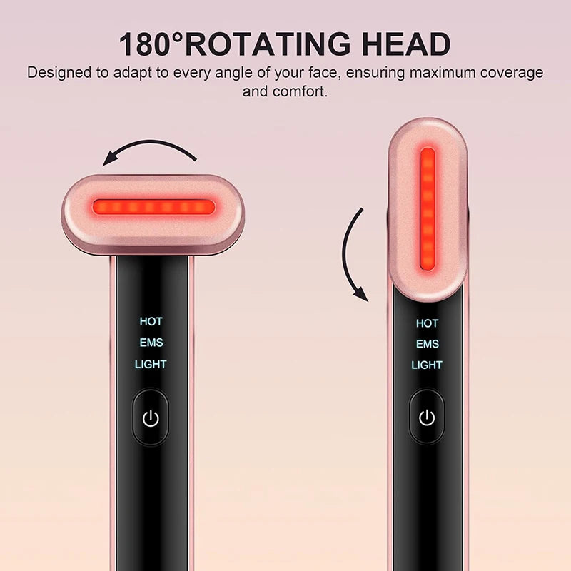 Dispositivo EMS para Lifting Facial, Varita Facial con 7 Colores de Luz, Masajeador Facial y Ocular, Reafirmante de Piel, Antiarrugas, Herramienta de Belleza para el Cuidado de la Piel