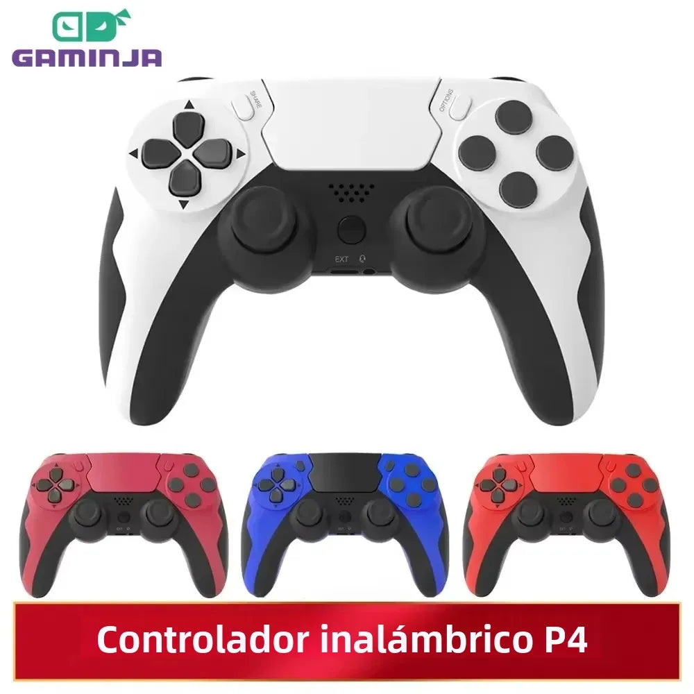 Mando inalámbrico GAMINJA, gamepad Bluetooth con doble vibración, giroscopio de 6 ejes, panel táctil, micrófono y puerto para auriculares para PS4, PS3 y PC