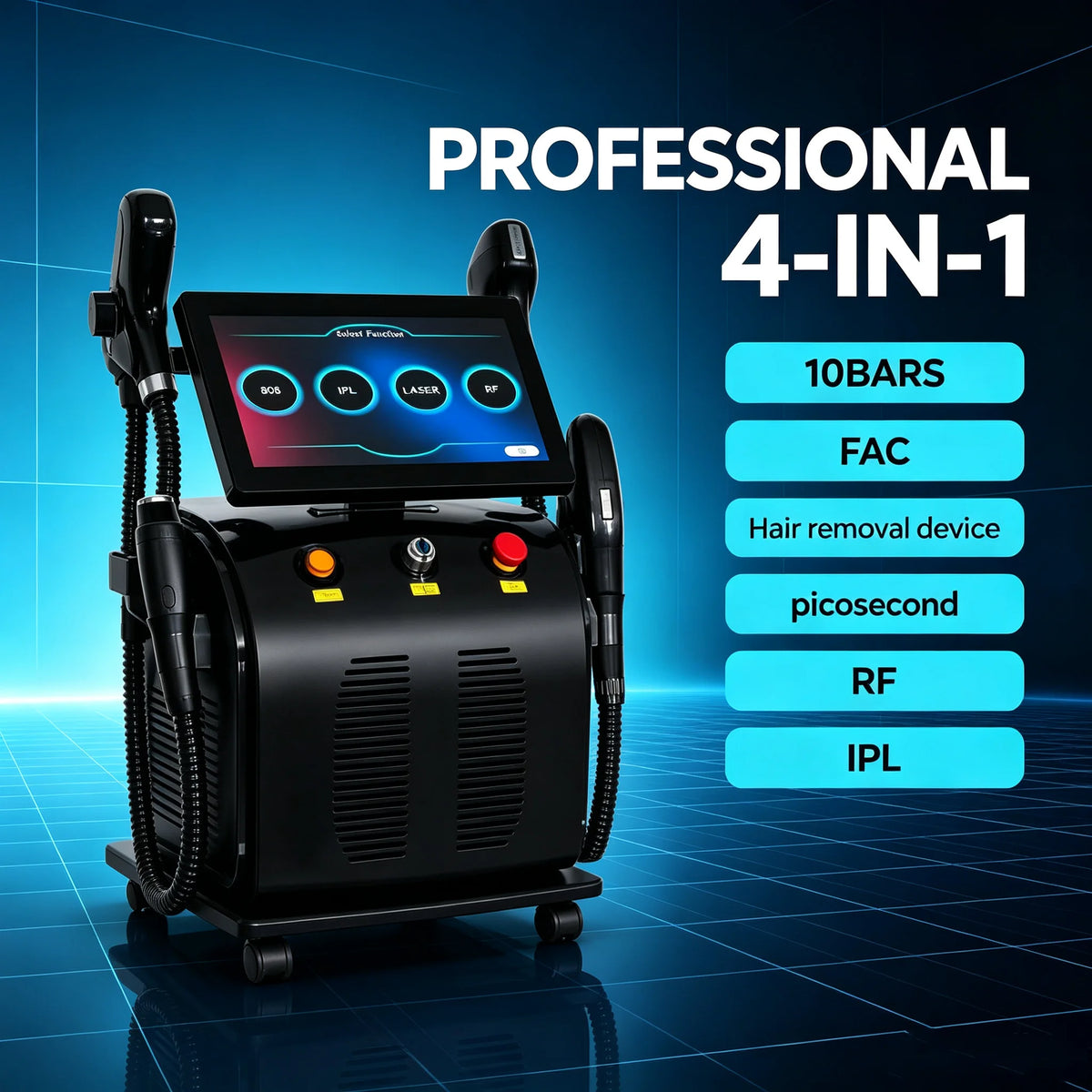 Máquina de salón con láser de diodo Soprano Titanium FAC 4 en 1 de 6000W, 755/808/810/830/940/1064nm, para depilación permanente e IPL, y eliminación de tatuajes.