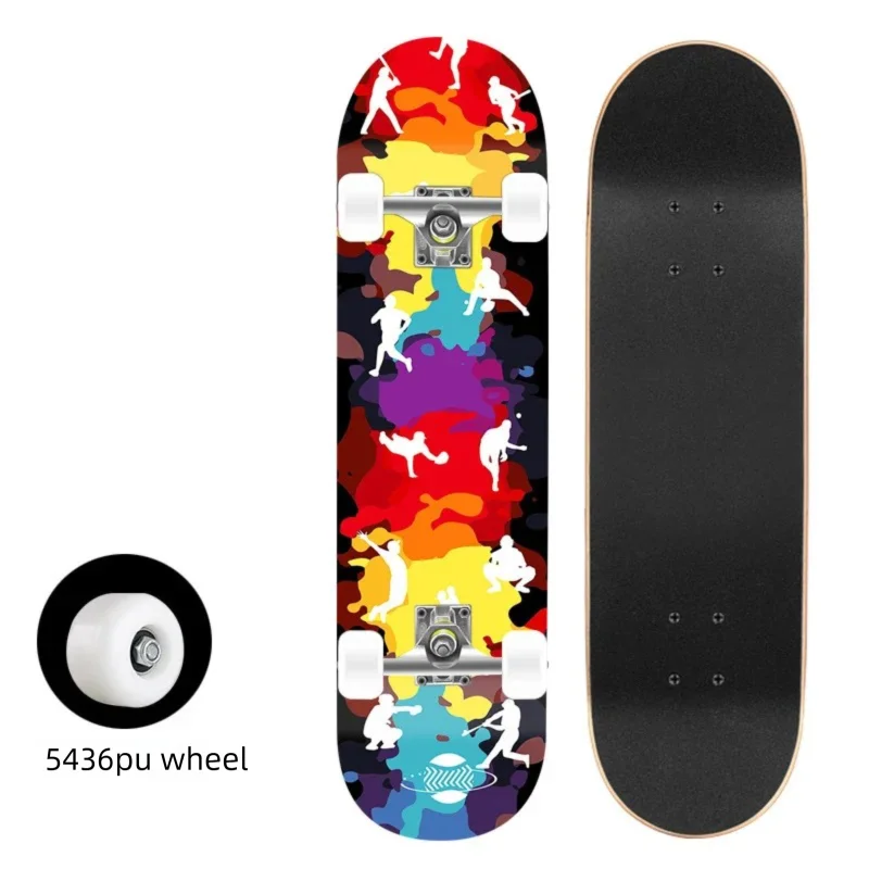 Patineta Completa para Trucos de Doble Patada, Madera de Arce, 4 Ruedas, Impresión por Transferencia de Calor, para Principiantes, Adultos y Niños