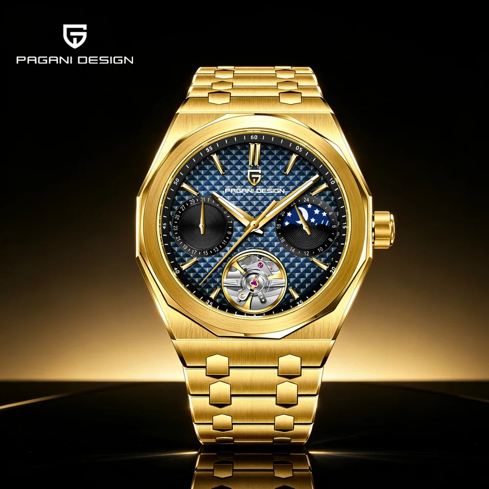 New PAGANI DESIGN Luxury Men's Automatic Watch Sapphire Glass Stainless Steel 100m Moonphase Business Leisure Mechanical Watch