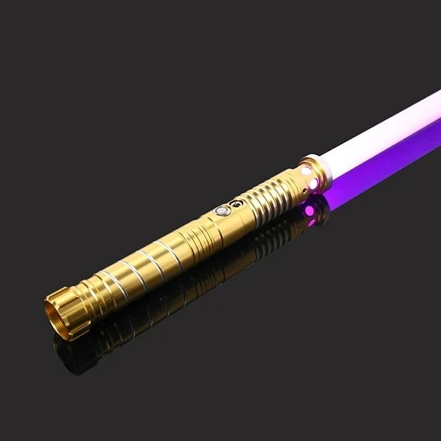 Sable de luz RGB 16 colores con mango de metal, doble filo, sonido para duelo pesado, dos en uno, juguete de utilería para cosplay y escenario