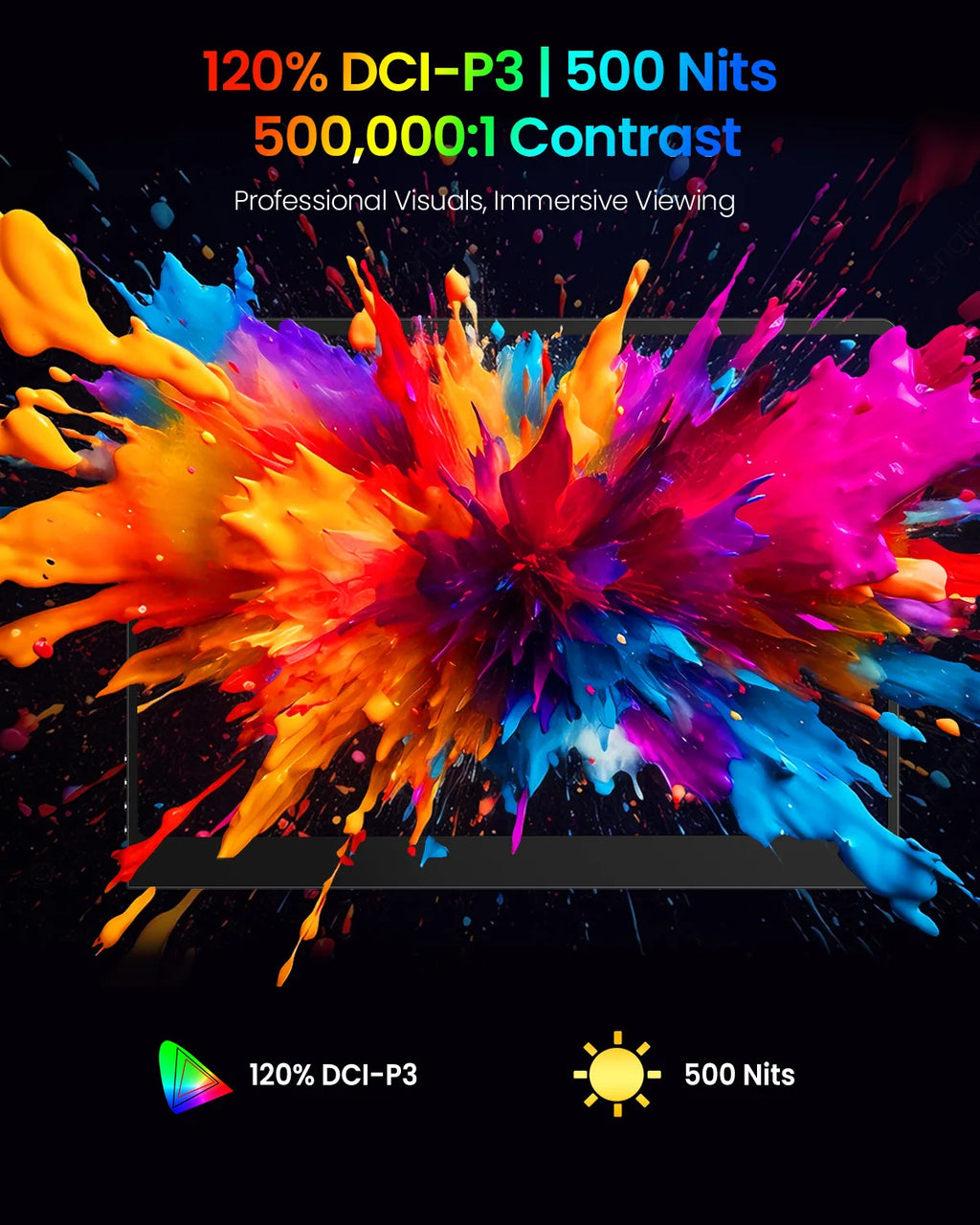 Monitor portátil OLED UPERFECT de 14 pulgadas, pantalla gaming 3K (2880x1800) de 120 Hz y 0,1 ms, 500 nits, 120% DCI-P3, relación de contraste 500.000:1; pantalla externa ultrafina para portátil, Mini PC, Surface, PS5