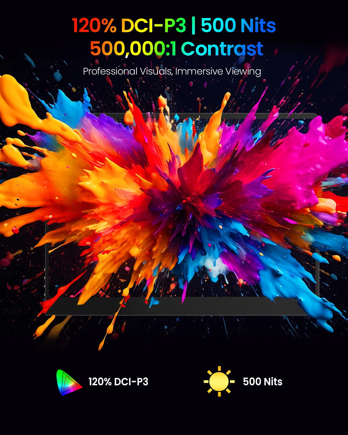 Monitor portátil OLED UPERFECT de 14 pulgadas, pantalla gaming 3K (2880x1800) de 120 Hz y 0,1 ms, 500 nits, 120% DCI-P3, relación de contraste 500.000:1; pantalla externa ultrafina para portátil, Mini PC, Surface, PS5