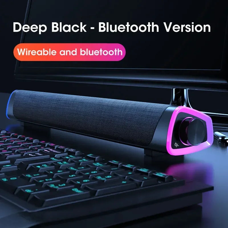 Barra de sonido de 2,1 canales con subwoofer, sistema de altavoces Bluetooth 5.0 para TV/PC, audio HD de graves estéreo alimentado por USB para computadora portátil/Macbook