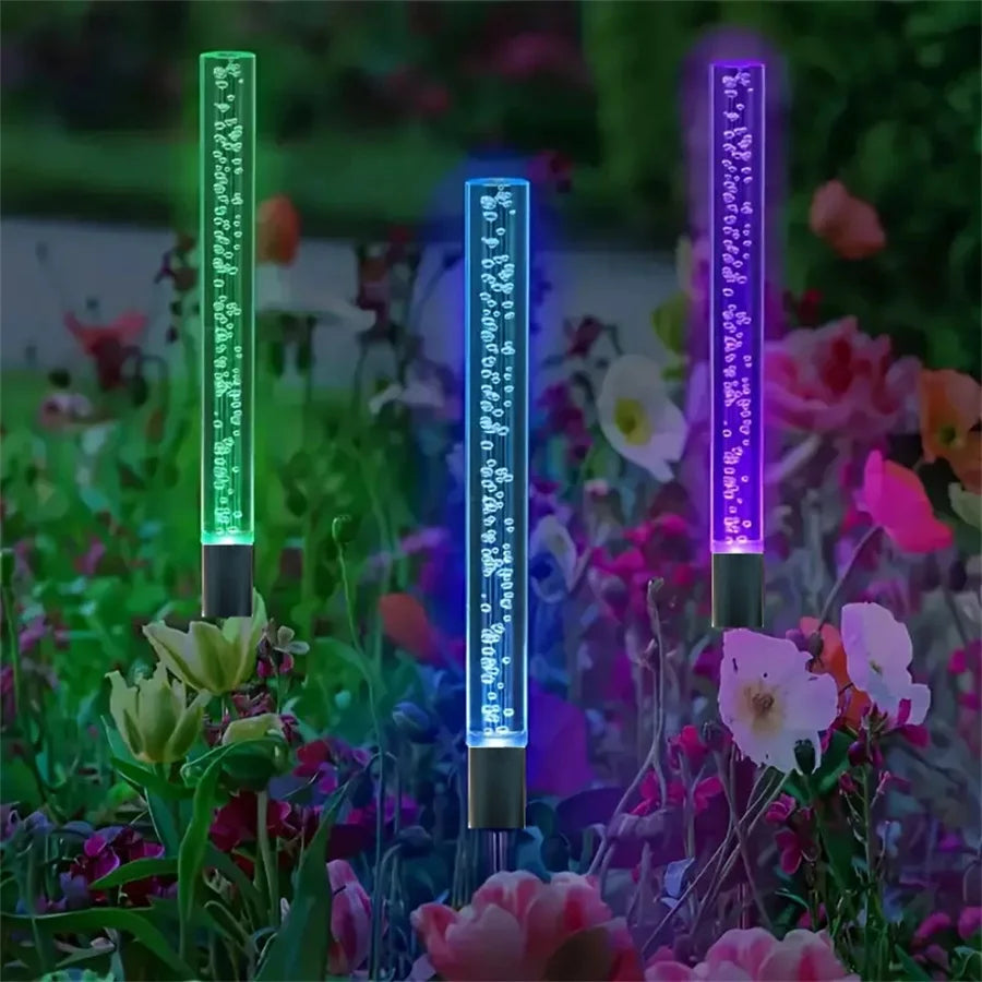 Varas de burbujas acrílicas solares de colores, luz decorativa LED de burbujas para jardín al aire libre, ideal para decorar jardines y fiestas