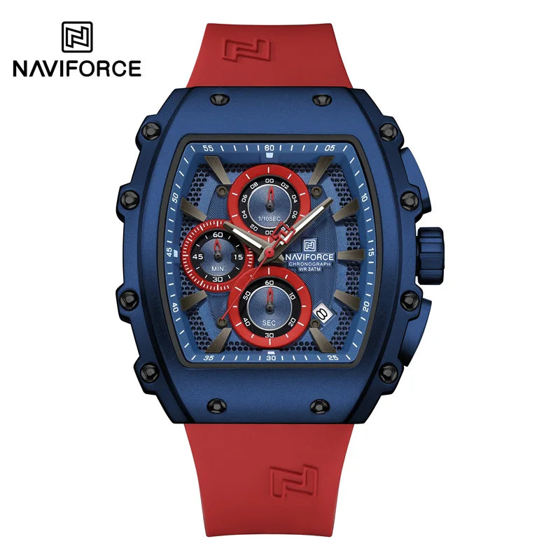 Relojes NAVIFORCE de moda 2025 para hombre, multifuncionales, deportivos, de cuarzo, resistentes al agua 30M, con correa de silicona, reloj de lujo para hombre