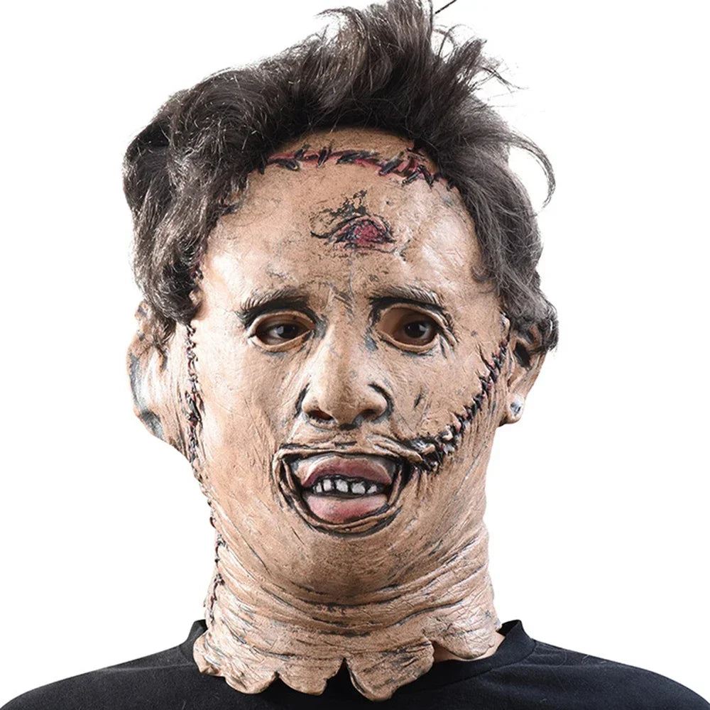 Máscara de Leatherface de La matanza de Texas, máscara de látex para fiesta de disfraces de terror, cosplay, casco de asesino de látex de Halloween, máscara de terror