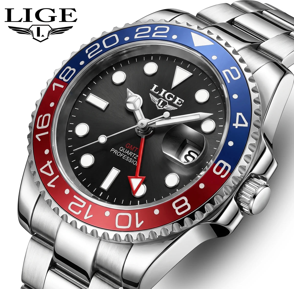 LIGE High Quality Luxury Men's Watch Waterproof Quartz Watch Stainless Steel Strap Luminous Sports Watches Gifts Watches For Man