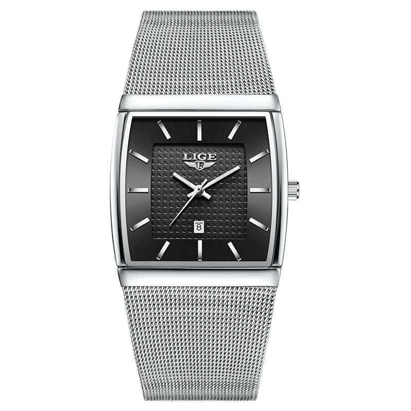 Relojes de lujo LIGE 2026 para hombre, moda, negocios, oro rosa, negro, ultrafinos, malla, resistentes al agua, luminosos, relojes de cuarzo para hombre