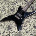 Guitarra eléctrica negra de 6 cuerdas, guitarra eléctrica con pastillas humbucker de alto rendimiento, guitarra eléctrica estilo heavy rock y shred.
