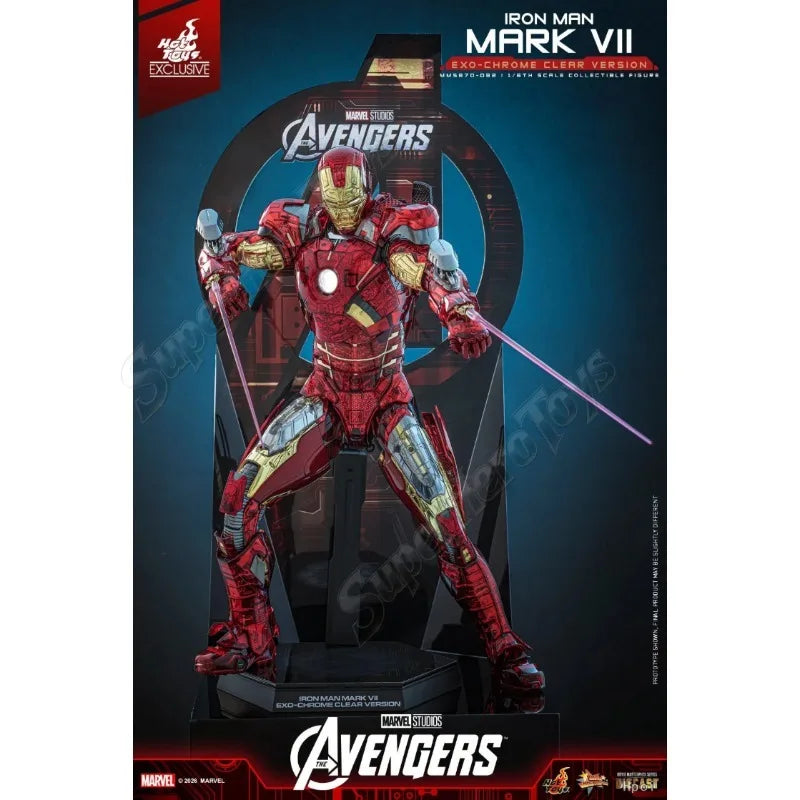 En stock MMS870D82 The Avengers Figura Coleccionable Iron Man Mark VII (Versión Exo-Chrome Transparente) Escala 1/6 Exclusiva de Hot Toys