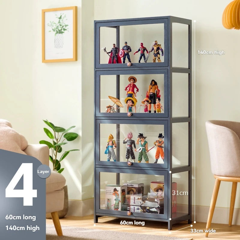 Vitrina hecha a mano, vitrina transparente a prueba de polvo con imitación de vidrio, caja de almacenamiento acrílica para juguetes Lego, estante para libros