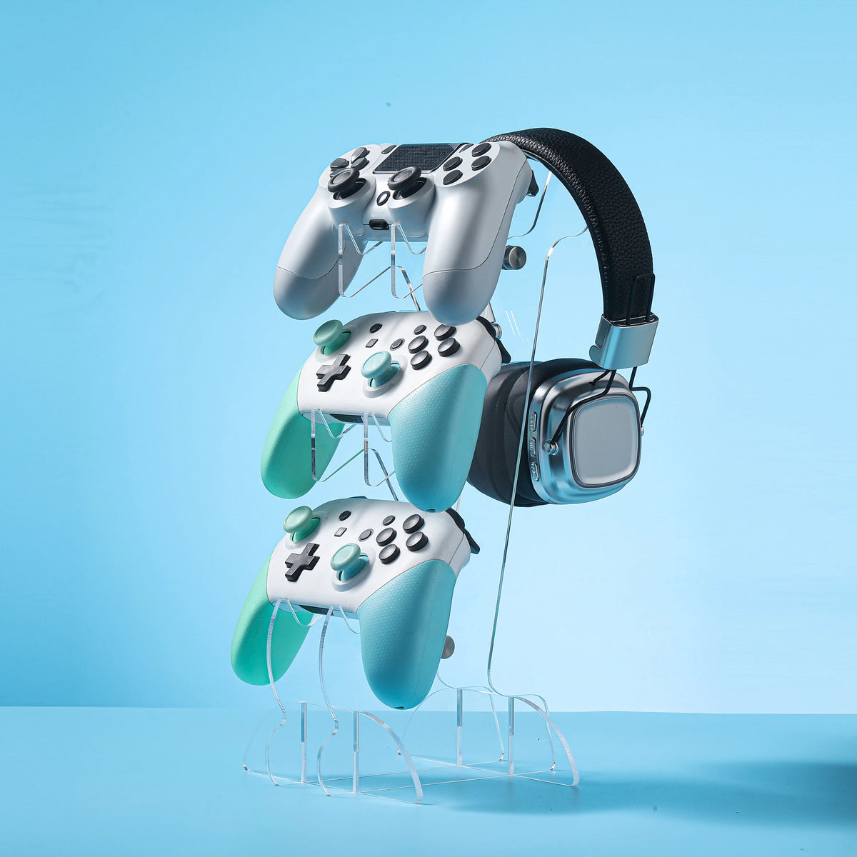 Adecuado para controlador universal PS5/PS4/Xbox/Switch/soporte para auriculares de tres capas