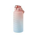Botella de agua de 2L con pajita, botella de agua deportiva de gran capacidad, botella portátil para viajes, fitness y deportes con marcador de tiempo.