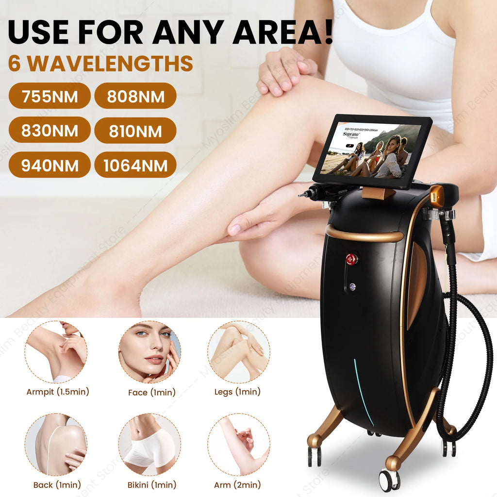 Máquina de Belleza Láser Multifuncional 3 en 1, Depilación Permanente con Diodo, Eliminación de Tatuajes con Picosegundos, Sistema de Análisis de Piel y Vello