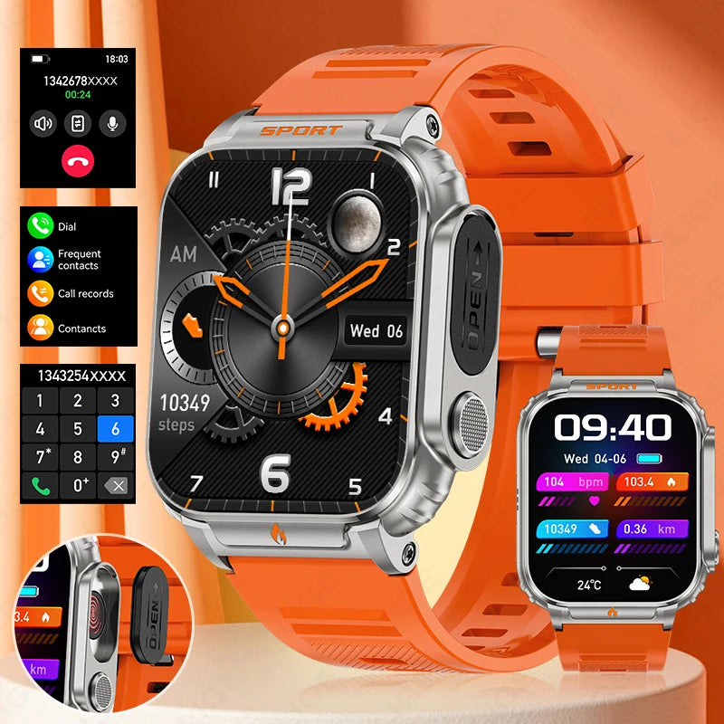 LIGE New Outdoor 1.95' HD Screen Smart Watch Men 500mAh Battery Sports Watches Bluetooth Call Sports Health Monitor Smartwatch