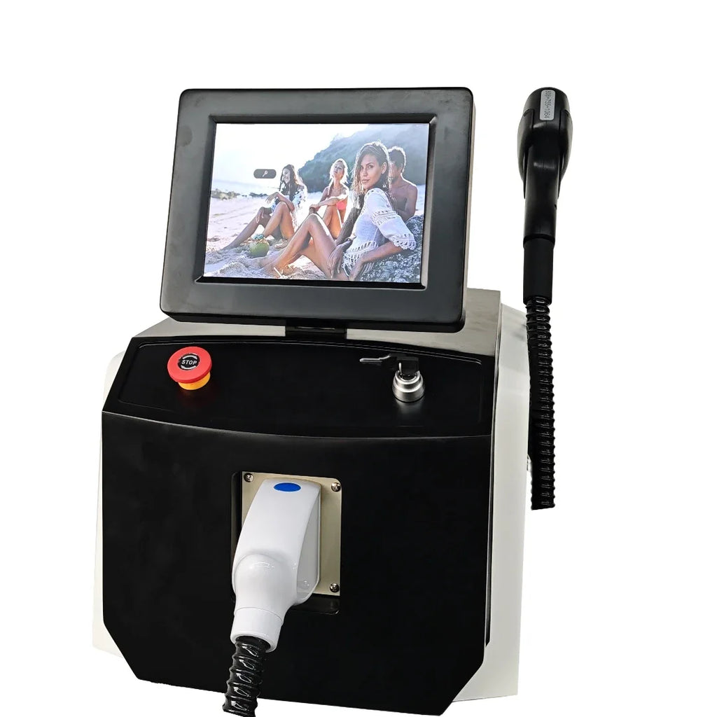 Máquina de depilación láser con diodo de 4 longitudes de onda, con sistema de enfriamiento por hielo, indolora y adecuada para todo tipo de piel, para el rostro, el cuerpo y la zona del bikini.