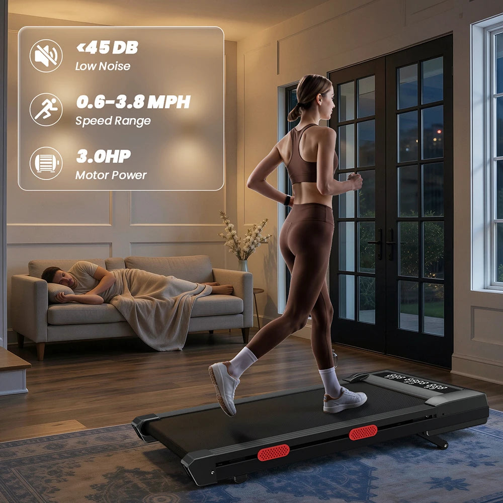 Caminadora Plegable MJWW con Inclinación del 9%, Velocidad de 3.8 mph/6 km/h, Pantalla LCD, Monitoreo por Aplicación, Motor de 3.0 HP, Máquina de Ejercicio para el Hogar