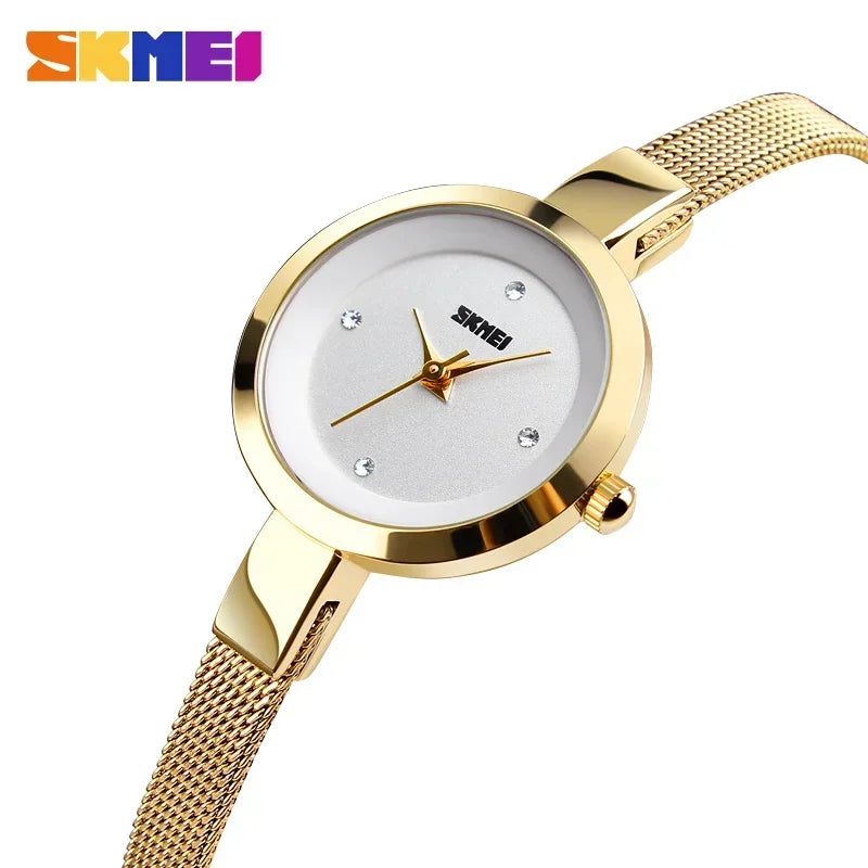 SKMEI 1390 Reloj de pulsera deportivo de lujo para mujer, elegante reloj de cuarzo impermeable para mujer 1410 Montre Femme