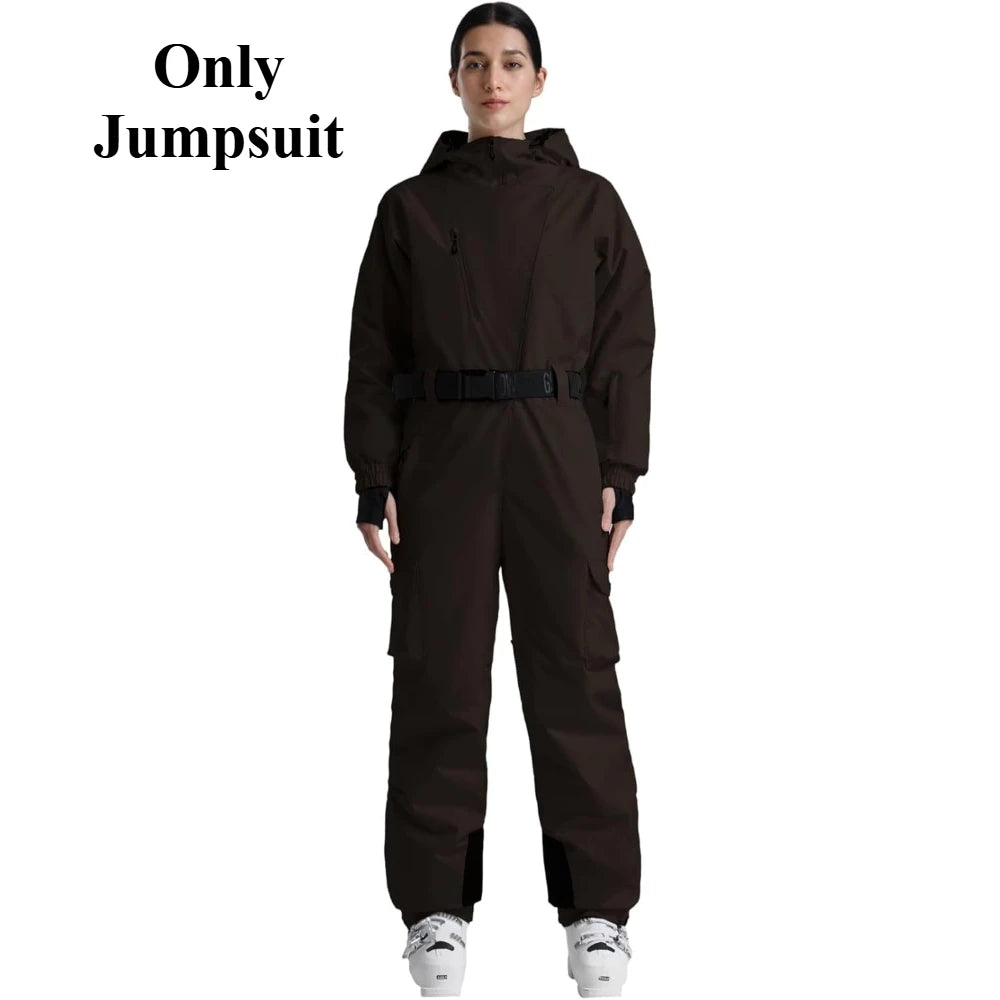 Nuevos Trajes de Esquí de Una Pieza para Mujer 2026, Monos Aislantes de Invierno, Ropa Impermeable para Snowboard con Cinturón, Ropa para Actividades al Aire Libre