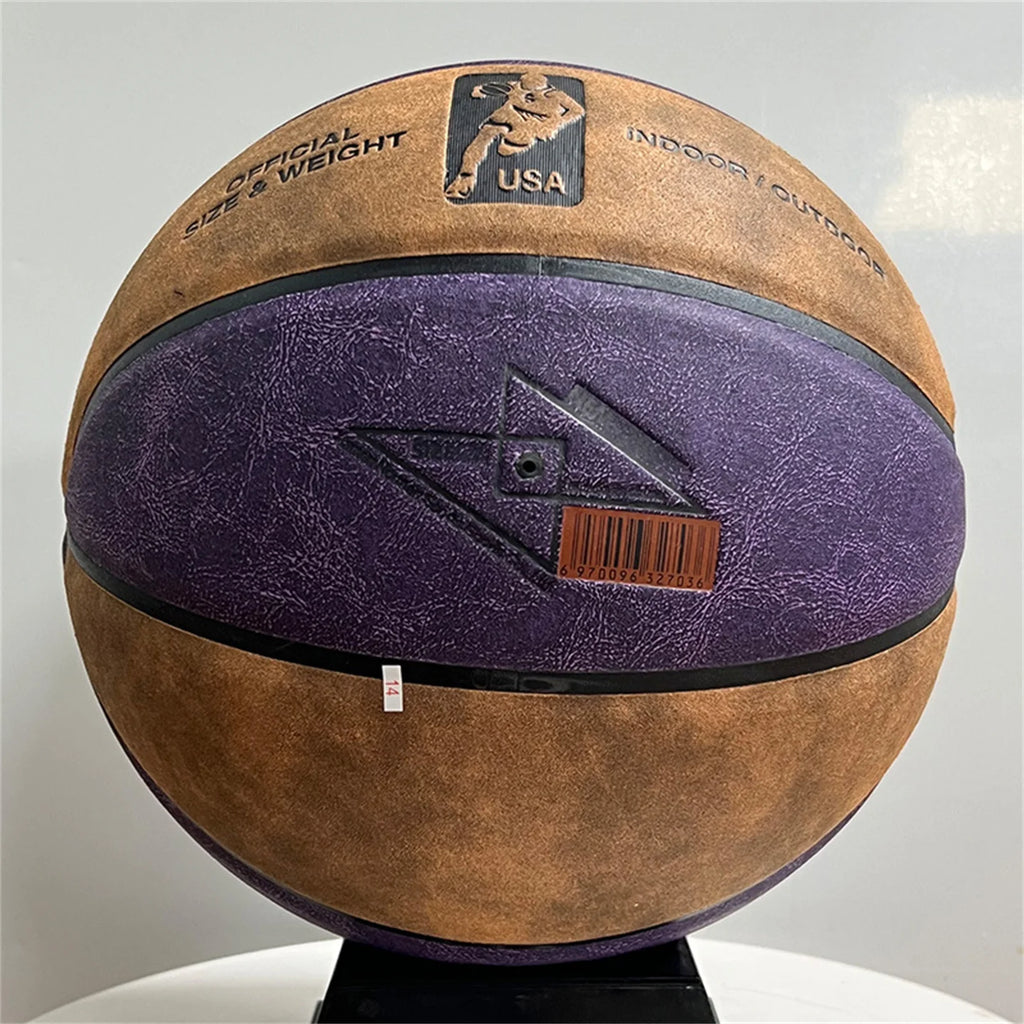 Piel de vacuno de ante auténtico Talla 7 #   Pelota de entrenamiento resistente al desgaste para interiores y exteriores para adultos, competición oficial de baloncesto