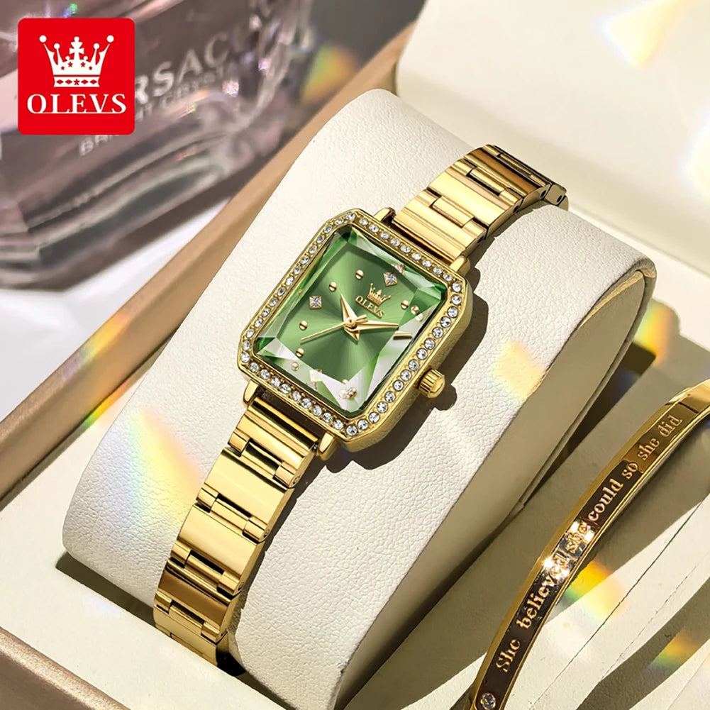 Reloj OLEVS 5688 Original Elegante para Mujer, Cuadrado, Movimiento de Cuarzo Importado, Resistente al Agua, Super Luminoso, Reloj de Pulsera para Mujer