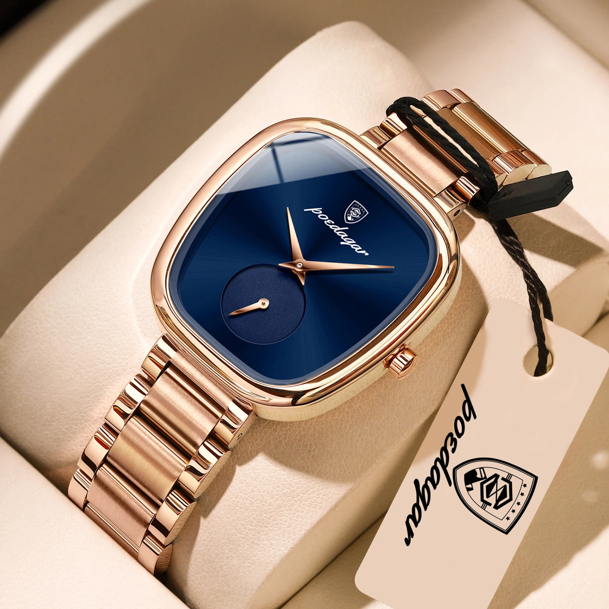 Reloj de pulsera elegante de lujo para mujer POEDAGAR, resistente al agua, de acero inoxidable, reloj de cuarzo sencillo de alta calidad para dama