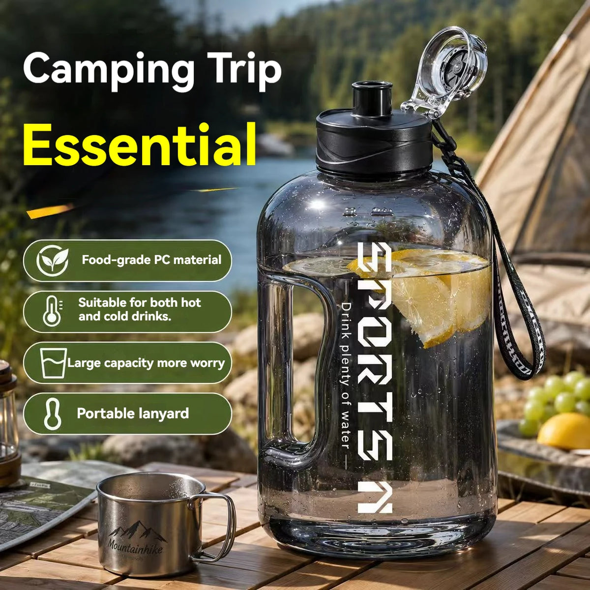 Botella de agua deportiva de 1,7l/2,7l/4L/5L, taza para gimnasio y ciclismo, botella de agua portátil de gran capacidad para Fitness, Camping, agua para hombres