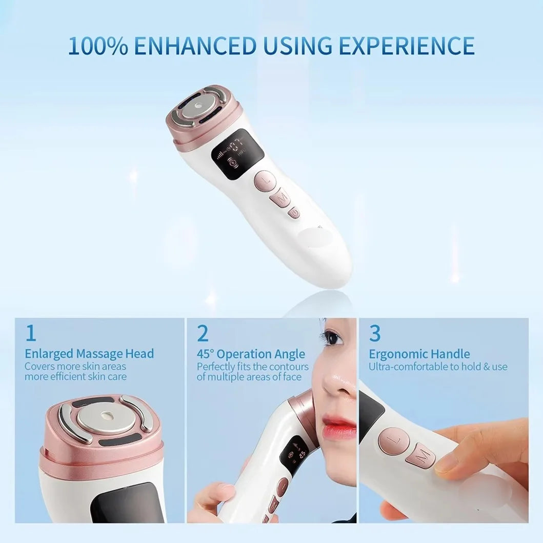 Mini Máquina HIFU, Dispositivo Ultrasónico RF EMS HIFU para Lifting Facial, Tensado de la Piel, Masajeador Antiarrugas para Rostro, Barbilla, Cuello y Ojos, Uso Doméstico