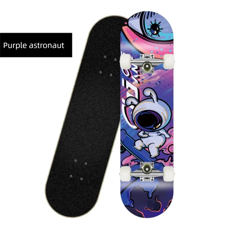 Patineta Deportiva de Madera de Arce de 80 cm, 4 Ruedas, Diseño de Doble Kick, Patineta Profesional para Trucos y Calle, para Jóvenes y Adultos