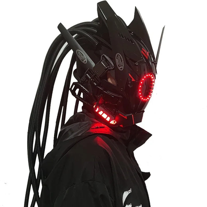 Máscara Cyber punk LED peinado trenza Halloween Navidad juego de rol casco fiesta regalo para adultos ﻿
