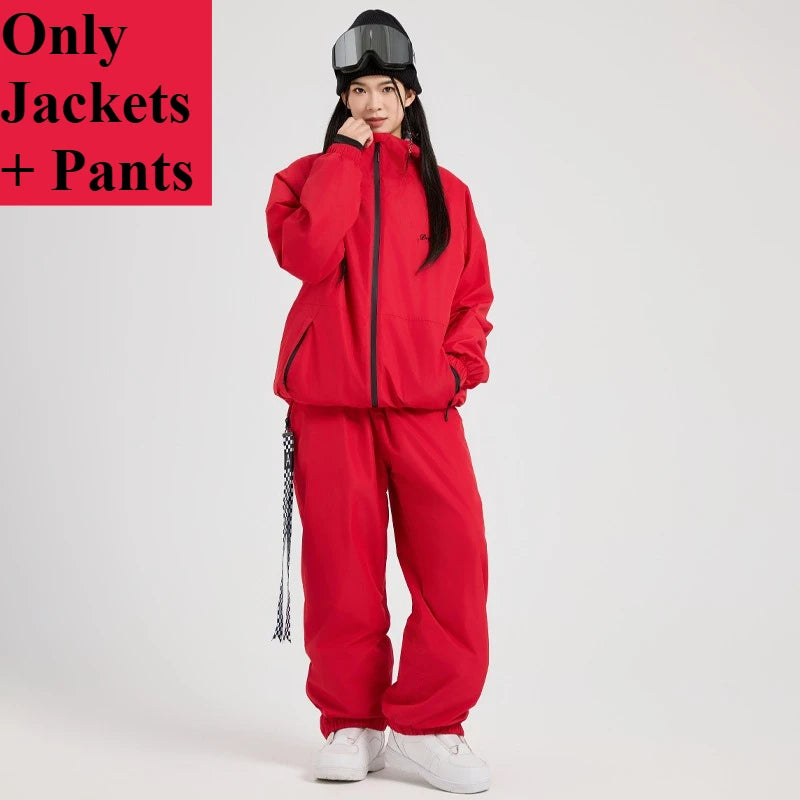 Nuevo Conjunto de Traje de Esquí Holgado para Hombre y Mujer, Chaqueta y Pantalones Impermeables y Resistentes al Viento, Disponible en Color Sólido, para Snowboard, Ropa de Invierno para la Nieve