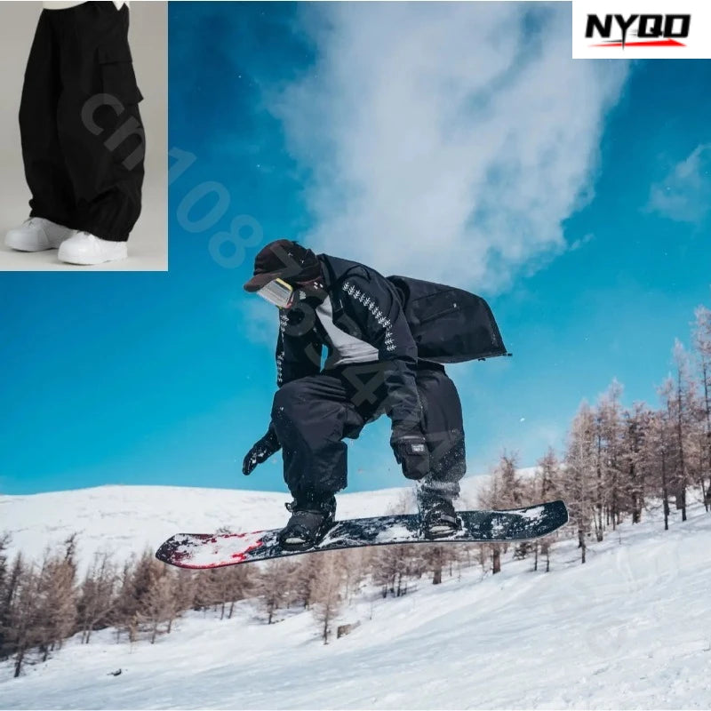 Pantalones de esquí holgados y cálidos para hombre y mujer, pantalones de esquí impermeables para invierno, ropa para snowboard