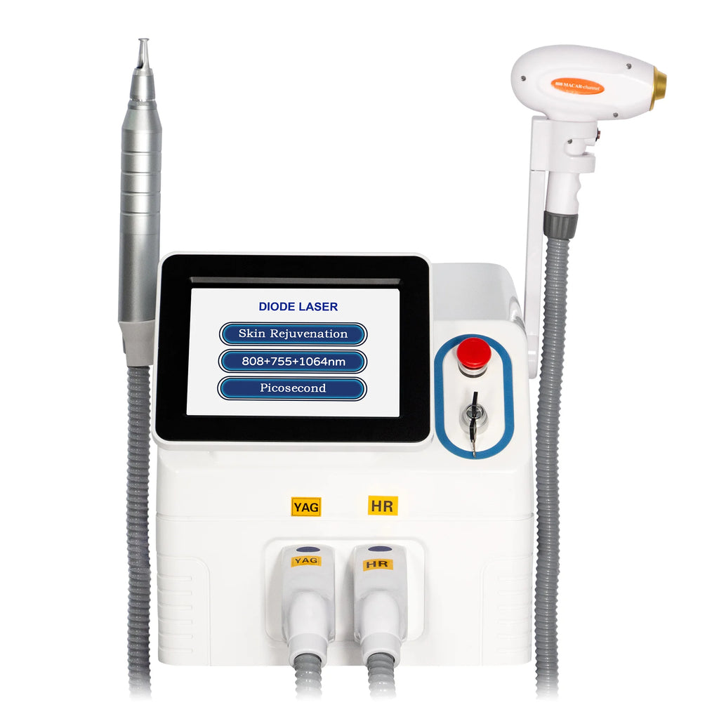 Máquina Profesional de Depilación Láser de Diodo 2 en 1, Dispositivo de Eliminación de Tatuajes con Picosegundos ND YAG, 3 Ondas 755 808 1064NM