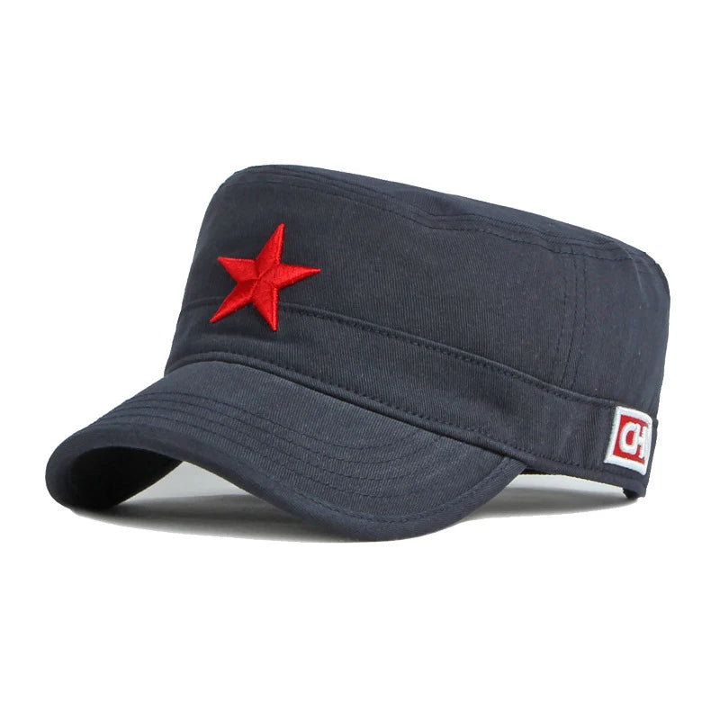 Gorra de béisbol plana de primavera para hombre, gorra tipo "dad" con bordado de pentagrama en 3D, gorra plana de béisbol con estrella roja, gorra de visera para uso diario y actividades al aire libre para hombre