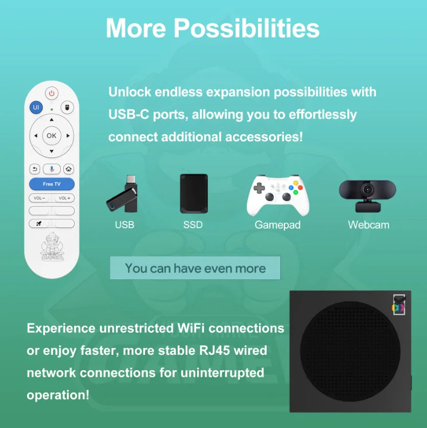 Consola de videojuegos Android TV G8, con procesador de cuatro núcleos, sistema dual, resolución 4K HD, velocidad de 100 Mbps, 60 000 juegos retro, 400 juegos de PSP, WiFi, Bluetooth, mando inalámbrico de 2,4 GHz.