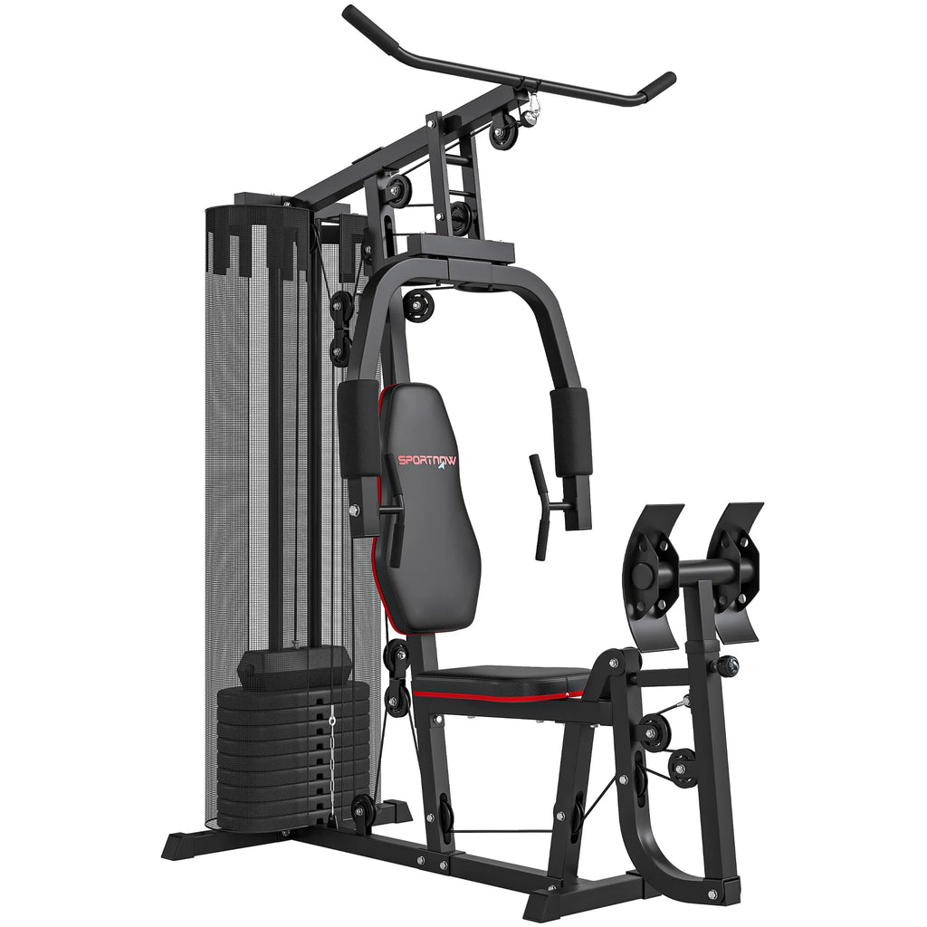 Gimnasio multifuncional con pila de pesas de 45 kg, máquina de pesas compacta para gimnasio en casa con prensa de piernas, equipo de entrenamiento de fuerza para todo el cuerpo, ideal para pecho, espalda, brazos y piernas, e