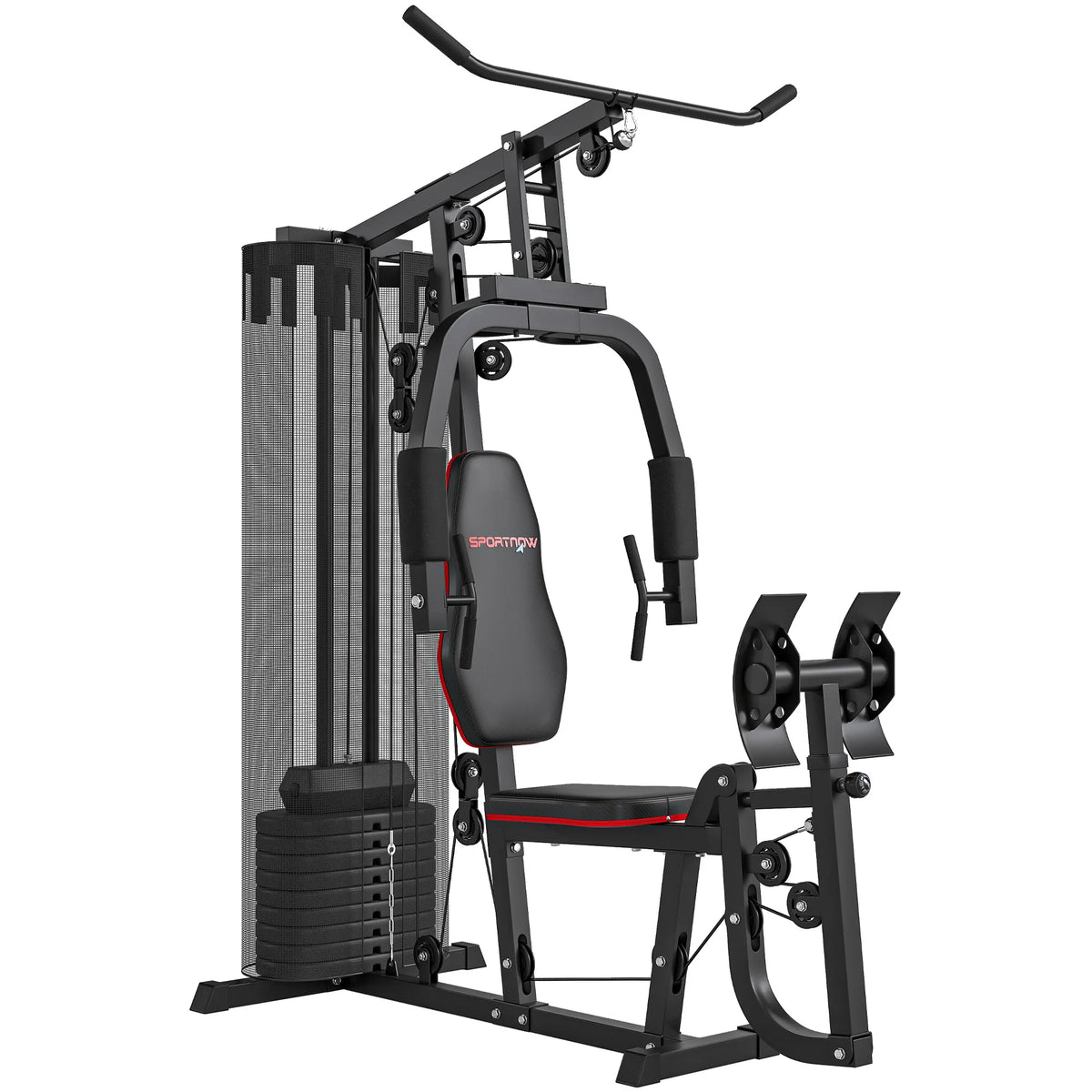 Gimnasio multifuncional con pila de pesas de 45 kg, máquina de pesas compacta para gimnasio en casa con prensa de piernas, equipo de entrenamiento de fuerza para todo el cuerpo, ideal para pecho, espalda, brazos y piernas, e
